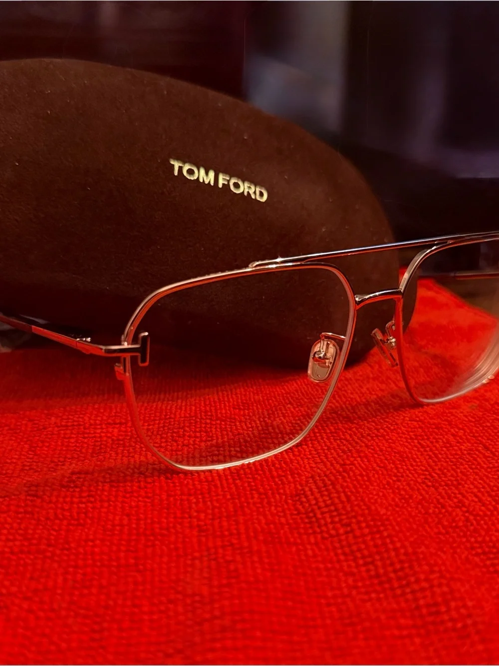 Tom Ford Gold Metal Aviator Sunglasses with Dark Lenses